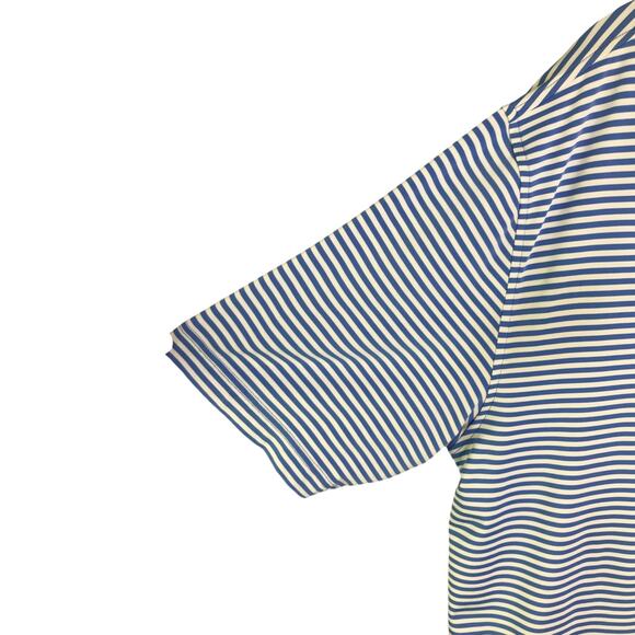 Peter Millar Golf Polo Shirt Mens Sz M Blue White Stripe Summer Comfort Collared - Picture 5 of 6